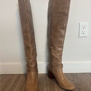 Anthropologie Taupe Heeled Boots